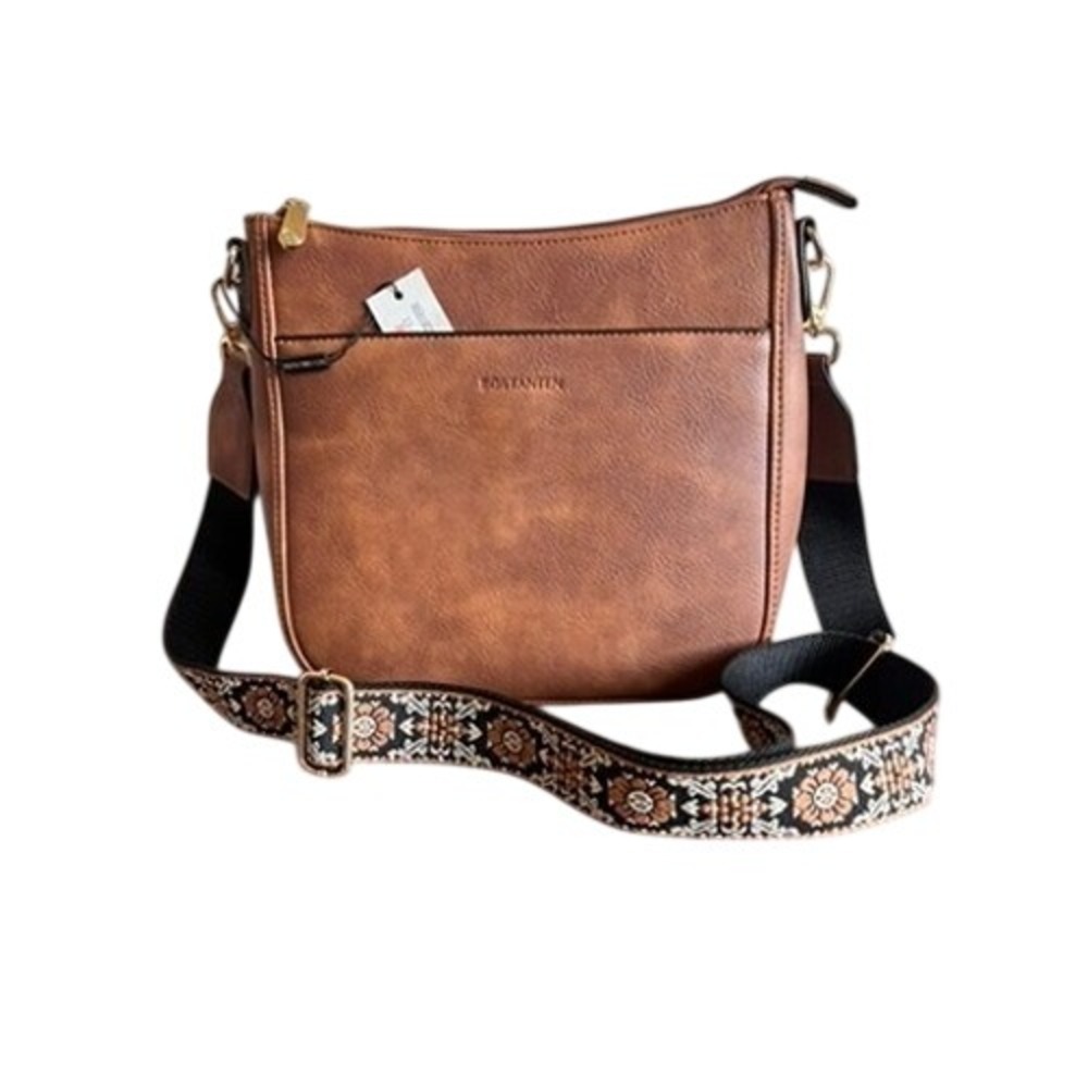 Bostanten Brown Vegan Leather Crossbody Bag Guitar Strap BSB10224 NEW